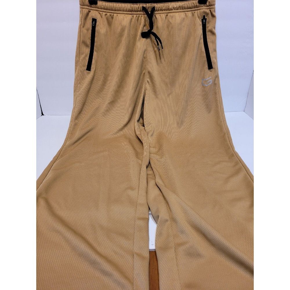 Gradual Mesh Athletic Pants Men‎ Large Tan Good Zipper Pockets Wide Leg
